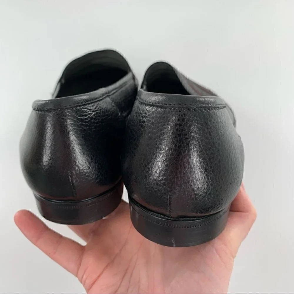 Lorenzo Banfi mens loafers size 9 black Italian leather vintage 80s 90s